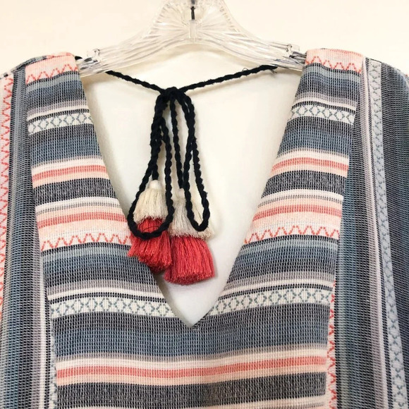 The Odells Striped V Neck Cropped Wide Leg Tassled Beach Vacation Romper XS - Picture 7 of 11